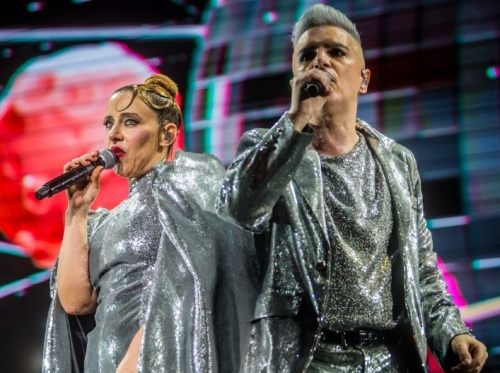 Miranda!  dazzled during the first of his concerts at the Arena and announced a new album